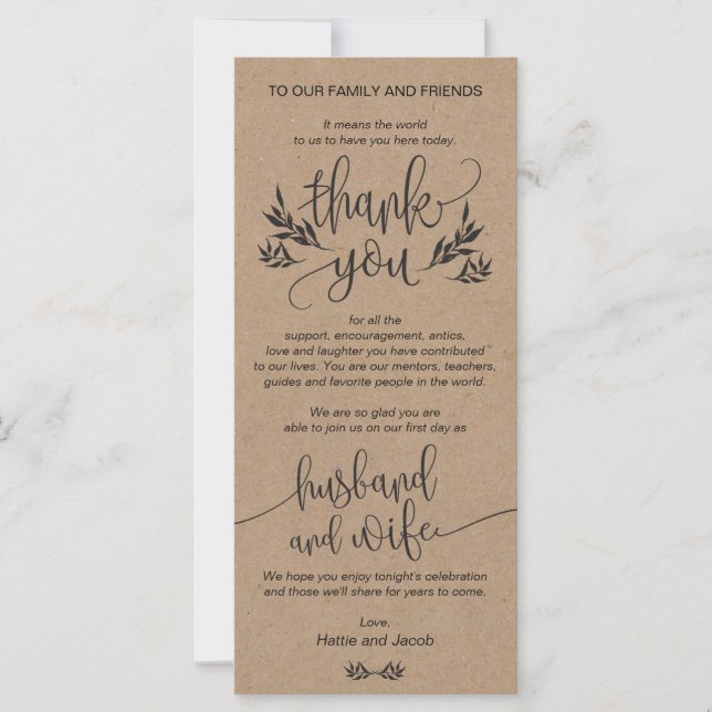 Carte de réglage Rustique Merci Floral (Devant)