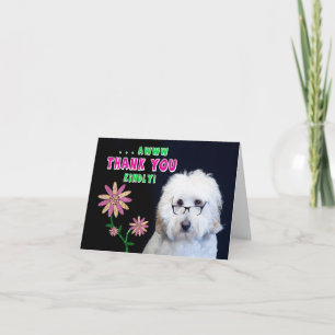 CARTE DE REMARQUE DU Merci - HUMOUR-DOG-FLOWER