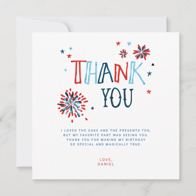 Carte de remerciement 4 juillet Little Firecracker (Devant)