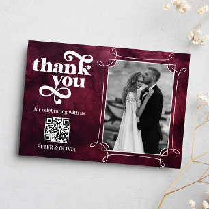 Carte de remerciement à code QR Burgundy en typogr