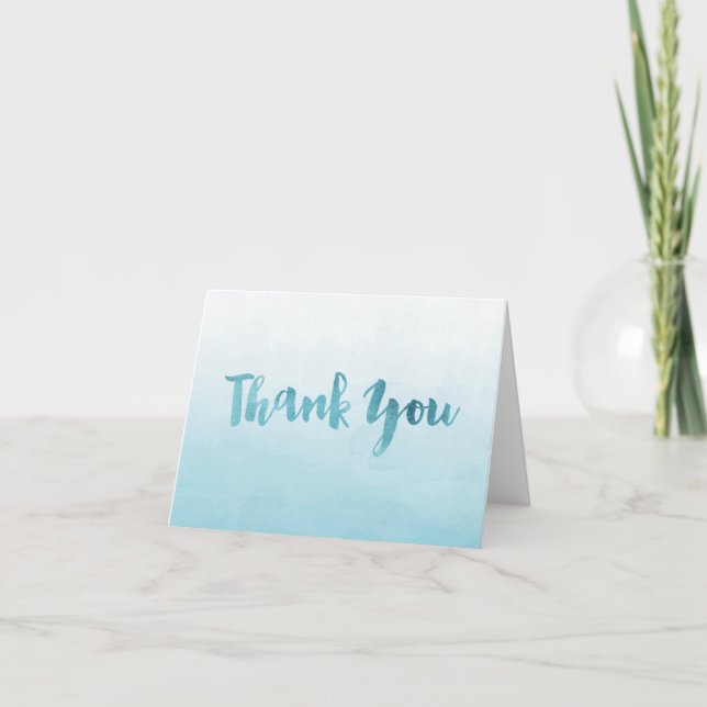 Carte de remerciement à l'aquarelle bleu ombré (Devant)