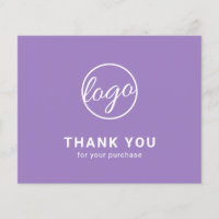 Carte de remerciement à logo personnalisé lavande