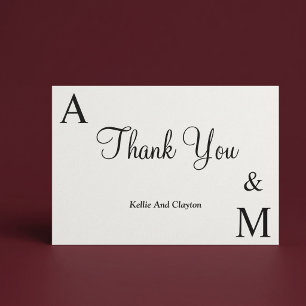 Carte de remerciement à monogramme minimaliste mod