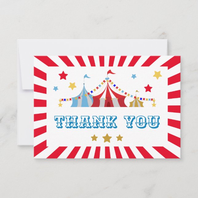 Carte de remerciement à plat pour fête sur le thèm (Devant)