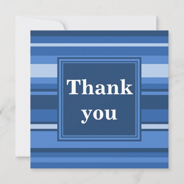 Carte de remerciement à rayures bleues (Devant)