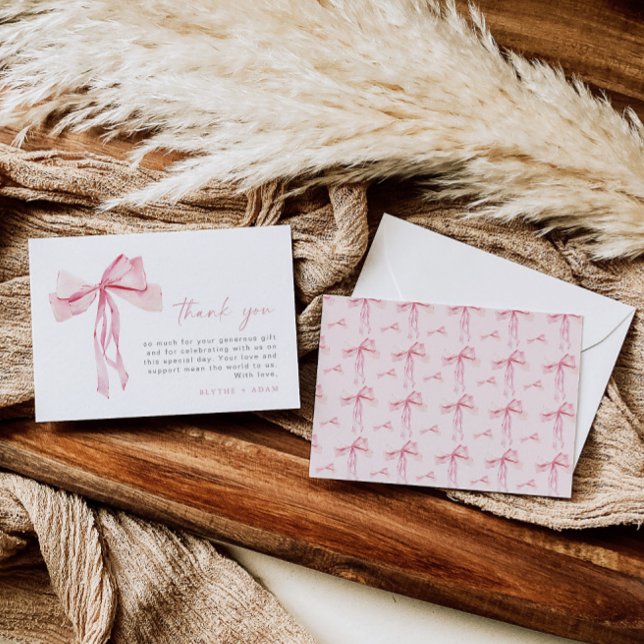 Carte de remerciement à ruban rose Fille coquette  (Créateur téléchargé)