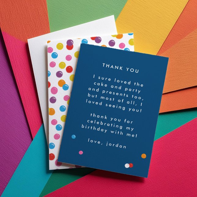 Carte de remerciement anniversaire bonbons rétro G (Gumball Retro Candy Birthday Flat Thank You Card)