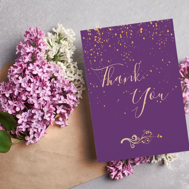 Carte de remerciement anniversaire violet confetti (Créateur téléchargé)