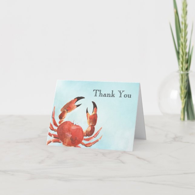 Carte de remerciement aquarelle crustacés crabe (Devant)