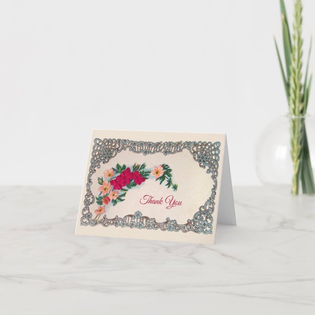 Carte de remerciement Art Nouveau à motifs floraux (Devant)