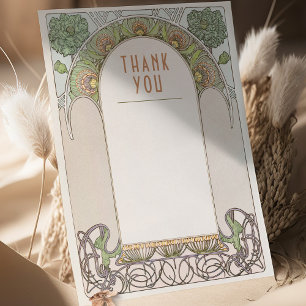 Carte de remerciement Art Nouveau vintage Insertio