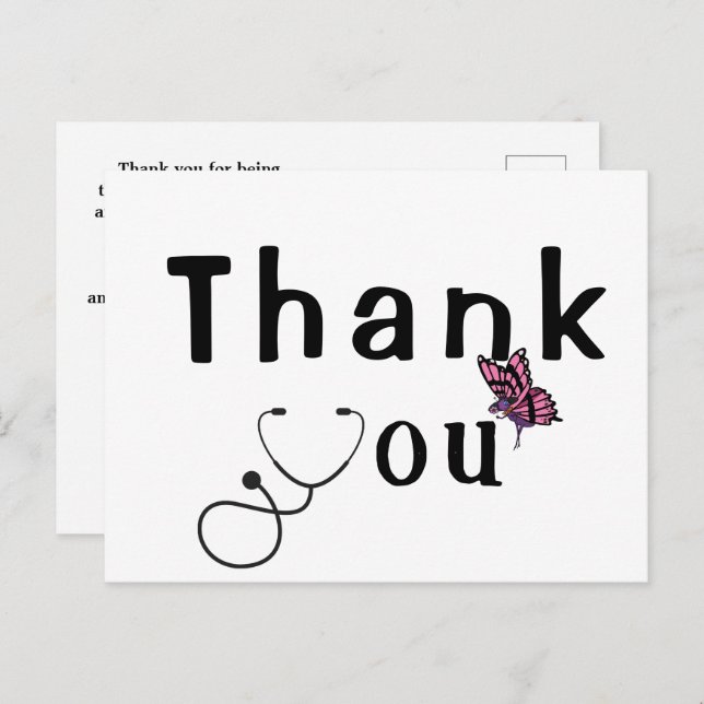 Carte de remerciement au docteur (Devant / Derrière)