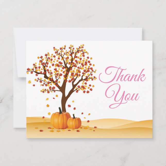 Carte de remerciement Automne Arbres Citrouille (Devant)