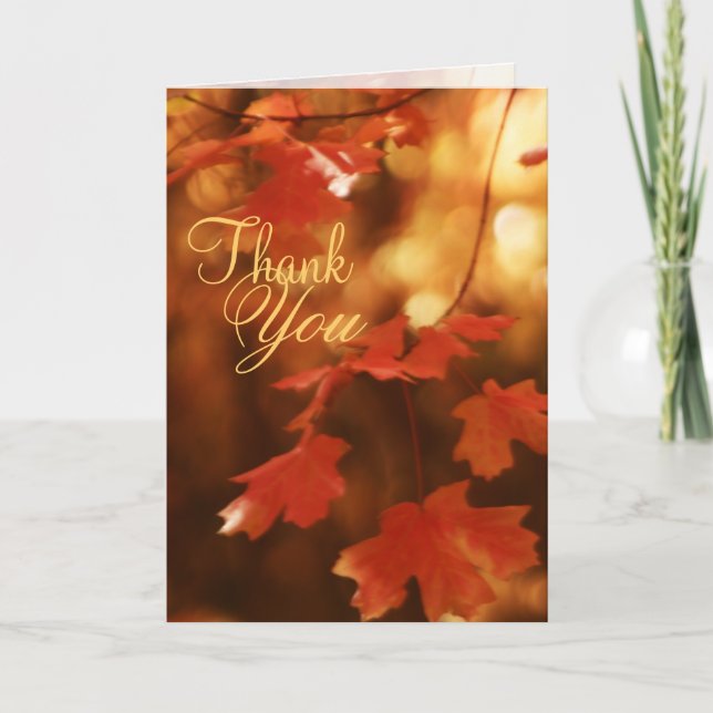 Carte de remerciement Automne feuille d'automne (Devant)