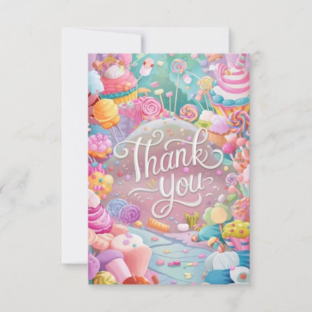 Carte de remerciement aux enfants Candyland  (Devant)
