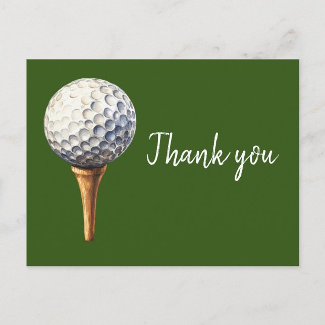 Carte de remerciement avec balle de golf sur tee (Devant)