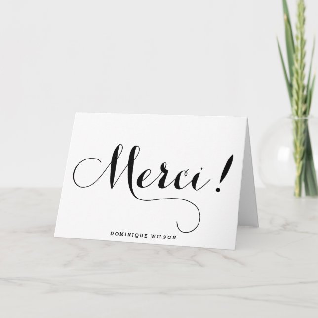 Carte de remerciement avec calligraphie fantaisist (Devant)