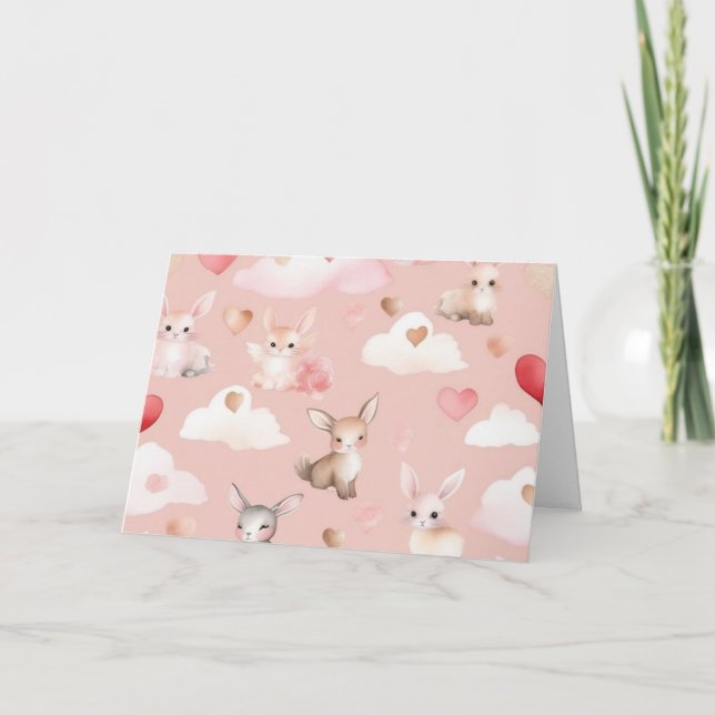 Carte de remerciement avec de mignons animaux et b (Devant)