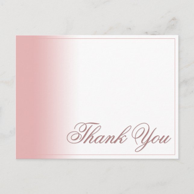 Carte de remerciement avec dégradé rose, écriture  (Devant)