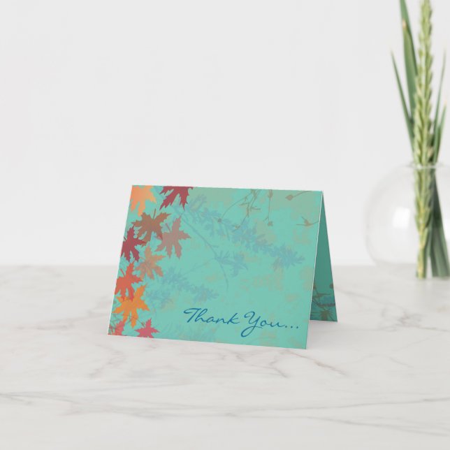 Carte de remerciement avec feuilles d'automne tomb (Devant)