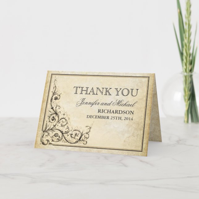 carte de remerciement avec fioritures vintage (Devant)