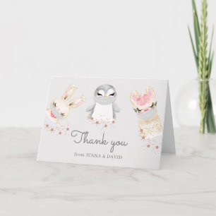 carte de remerciement avec masque pour bébés anima