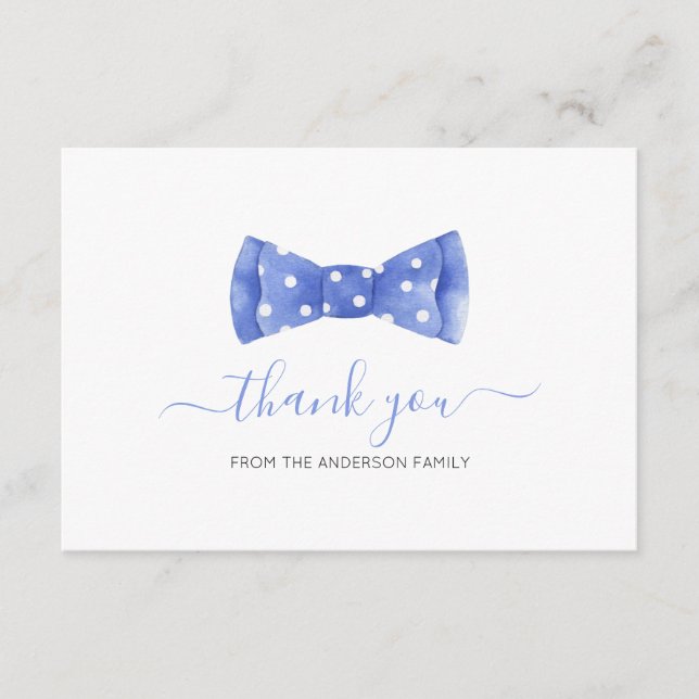 Carte de remerciement Baby Shower noeud papillon (Devant)