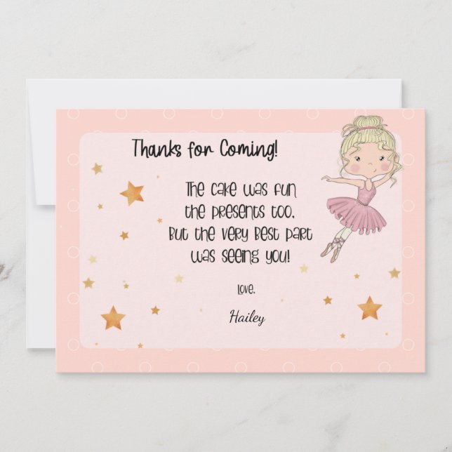 Carte de remerciement Ballerine Lumineuse (Devant)