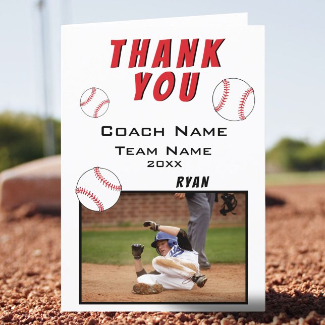 Carte de remerciement Baseball Coach (Créateur téléchargé)
