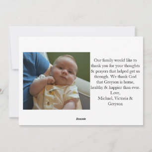 Carte de remerciement bébé