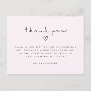 Carte de remerciement bébé, carte postale de remer