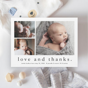 Carte de remerciement bébé photo budget Amour et M