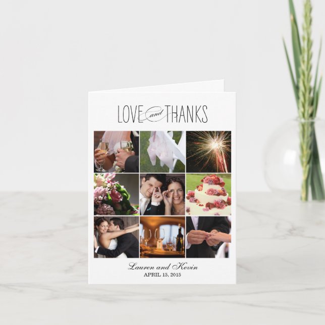 Carte de remerciement - Blanc avec de doux souveni (Devant)