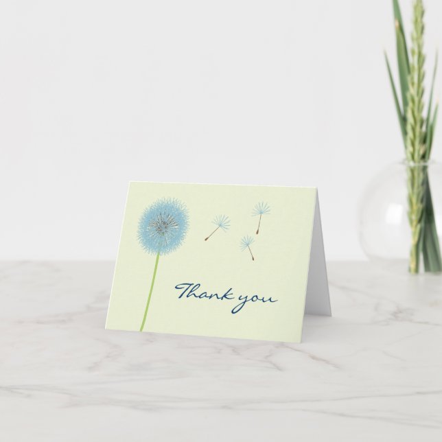 Carte de remerciement Blue Dandelion (Devant)