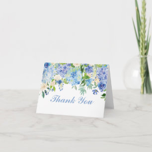 Carte de remerciement Blue Watercolor Flower