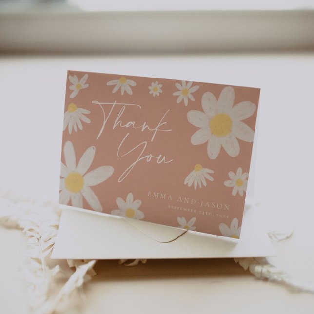 Carte de remerciement Blush Pink Daisy (Créateur téléchargé)