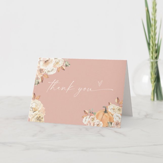 Carte de remerciement Boho automne citrouille (Devant)