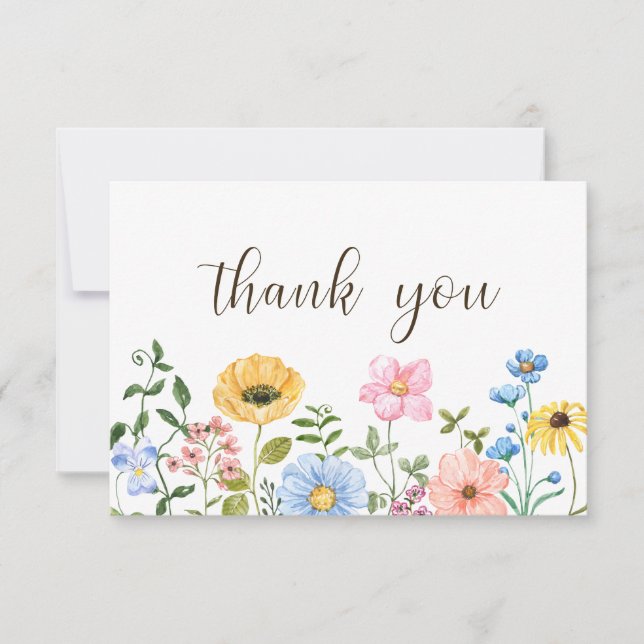 Carte de remerciement Boho Summer Wildflowers (Devant)