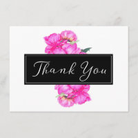 Carte de remerciement Bouquet de pivoines à l'aqua