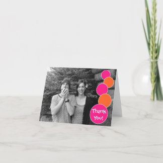 Carte de remerciement Bulles (Rose vif / Orange)