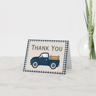 Carte de remerciement camion bleu rustique