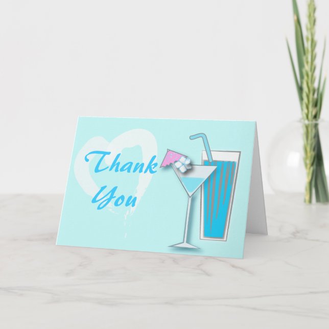 Carte de remerciement Chic Blue Hawaii Martini (Devant)