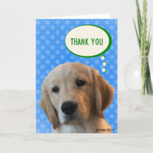 Carte de remerciement Chien Retriever doré Pointil