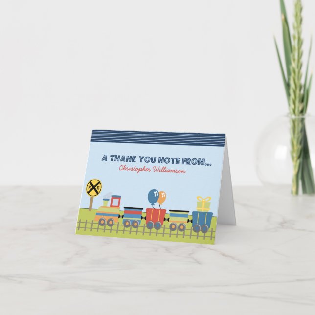 Carte de remerciement Choo Choo pour enfants (bleu (Devant)