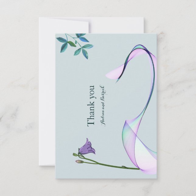 Carte de remerciement classique violet vert échant (Devant)