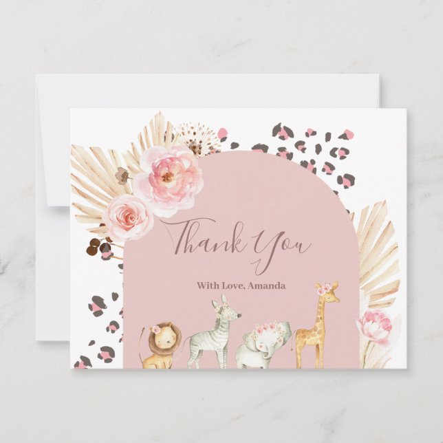 Carte de remerciement d'animaux de la forêt bohème (Devant)