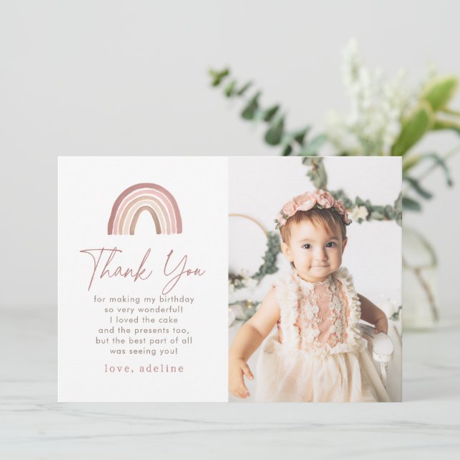 Carte de remerciement d'anniversaire arc-en-ciel b (Debout devant)