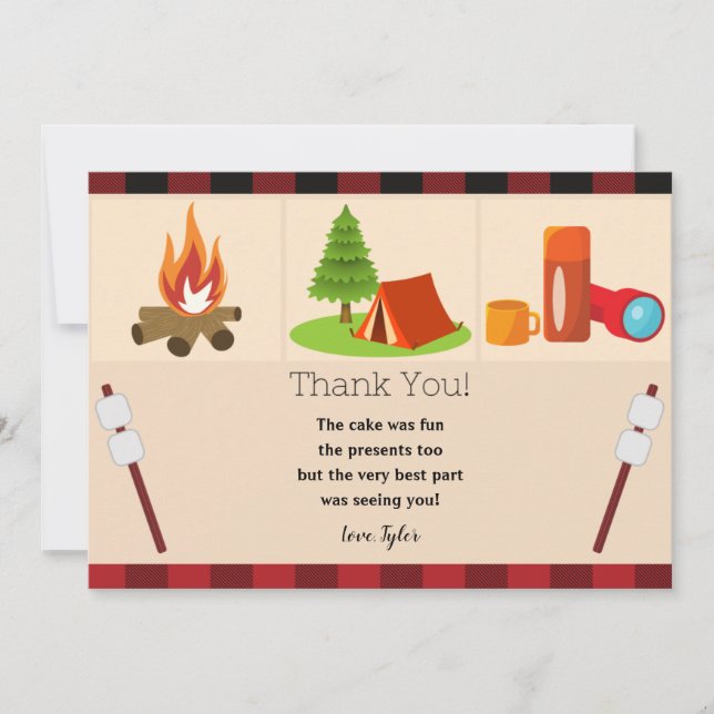 Carte de remerciement d'anniversaire Camping (Devant)