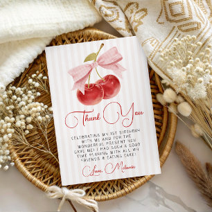 Carte de remerciement d'anniversaire Cerise