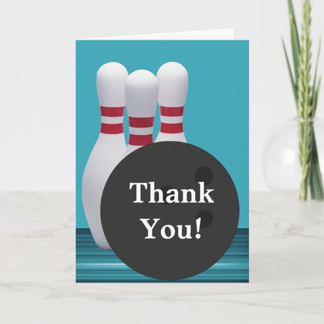 Carte de remerciement d'anniversaire de bowling (Devant)